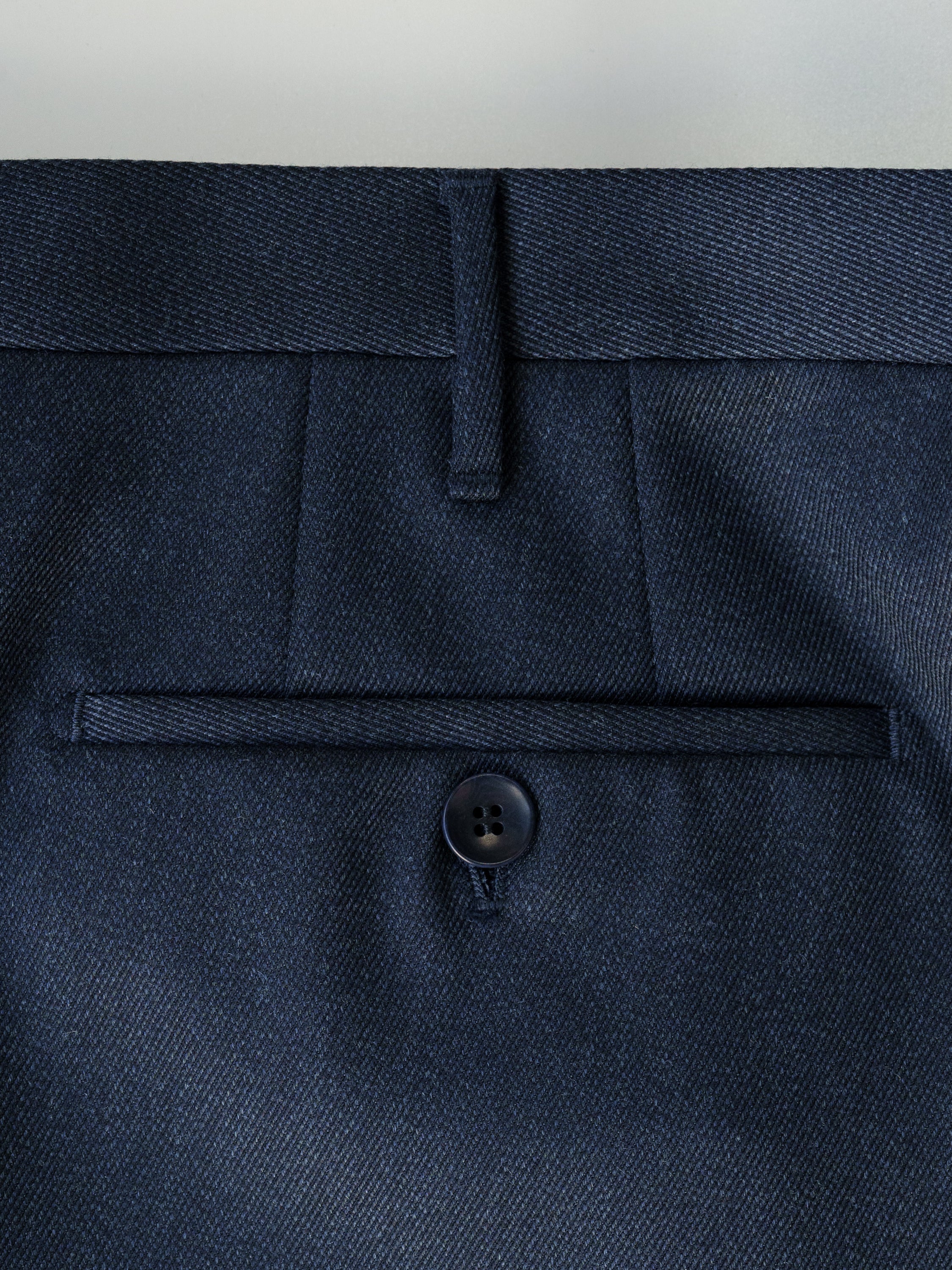 Blue pair of regular fit covert wool trousers